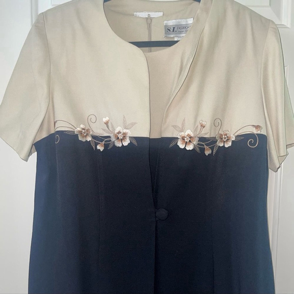 Sl FASHIONS | Vintage Women's Blue & Beige Rayon Top & Dress 2 Piece Set 16WP - Picture 12 of 16